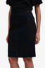 Dries Van Noten Navy Jacquard Floral Skirt Size 38