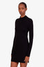Courreges Black Knit Ribbed Mock Neck Midi Dress Size 2