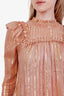 Ulla Johnson Pink/Gold Ruffle Silk Blouse Size 0