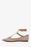 Valentino Beige Patent Leather Rockstud Caged Flats Size 37