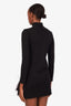 Louis Vuitton Black Wool Turtleneck Feather Trim Mini Dress Size S