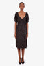 Ba&sh Black/Brown Puffy Sleeve Midi Dress Size L