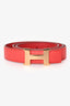 Hermès 2015 Red Epsom Leather Mini Constance Reversible Belt 24mm Size 85