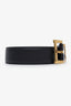 Saint Laurent Black Leather Cassandre Belt Size 90