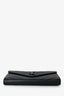 Saint Laurent Black Chevron Grained Leather So Black Envelope Wallet on Chain