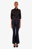 Veronica Beard Dark Blue High Waisted Belted Flare Jeans Size 24