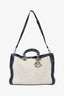 Christian Dior 2013 Beige Canvas/Navy Leather Tote with Strap