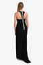 Versace Black Silk Asymmetrical Crystal Zip Detail Gown Size 42