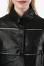 Veste courte Valentino Vintage en cuir d'agneau noir avec découpes en maille, taille 40