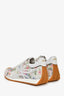 Loewe White Leather and Multicolour Suede Floral Print 'Flow' Runners Size 41