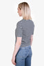 Frame Navy/White Cotton Striped Henley Tee Size S