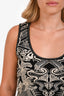 Roberto Cavalli Black Cream Jacquard Tank Top Size 42
