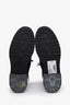 Fendi Black Leather Zucca Stretch Knit Combat Boots Size 37