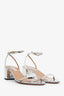 Aquazzura Silver Open Toe Block Heel Sandals Size 38