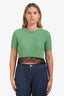 Pinko Green Knit Beaded Hem Top Size S