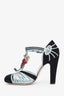 Gucci Black/Silver Satin Embellished Heels Size 38.5