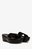 Prada Black Nylon Patent Strap Platform Slides Size 40