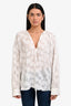 Vince White Cotton Silk Floral Long Sleeve Tie Front Blouse Size XS