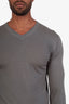 Loro Piana Grey Cashmere V-Neck Sweater Size 48 Mens