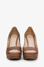 Prada Gold Sparkly Open Toe Platform Heels Size 38.5