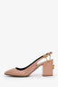 Valentino Beige Patent Leather Rockstud Accents Slingback Pumps Size 36.5