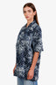 Louis Vuitton Blue Monogram Tapestry Short Sleeve Button Up Shirt Size M Men's