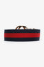 Gucci White/Red/Blue Leather Canvas Interlocking Buckle Size 90.36