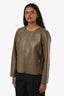 Lafayette 148 Taupe Lambskin Leather Zip-Up Jacket Size Medium