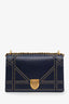 Christian Dior 2018 Navy Blue Leather Studded Diorama Flap Bag