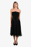 Dolce & Gabbana Black Silk Lace Bodice Midi Dress Size 46