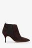 Manolo Blahnik Brown Suede Pointed Toe Booties Size 34