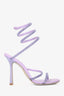 Rene Caovilla Purple Crystal Embellished Ankle Wrap Heels Size 6