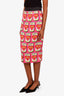 Dolce & Gabbana Pink Silk 'Amore' Energy Drink Can Print Midi Skirt Size 40