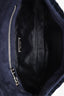 Miu Miu Navy Velvet Matelasse Crystal Flap Shoulder Bag With Strap