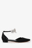 Manolo Blahnik Black Silk Embellishment D'Orsay Flats Size 36.5