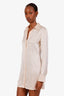 Alexander Wang Pink Silk Crystal Embellished Button Down Shirt Dress Size XS
