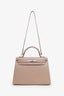 Hermès 2013 Argile Tadelakt Leather Sellier Kelly 32 With Guilloche Hardware