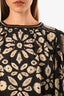 Sea New York Black Cream Patterned Chain Detail Long Sleeve Top Size M