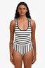 Pre-loved Chanel™ 2022C Black/White Striped One-Piece Swimsuit Size 38