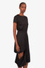 Maison Margiela Black Silk-Blend Short Sleeve Asymmetrical Mini Dress Size 40