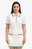 Sporty & Rich White/Green Contrast Wool Blend 'Hilary' Dress Size L