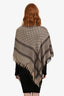 Gucci Brown Wool Silk Blend Fox Fur GG Survie Shawl