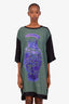 Denis Gagnon Black/Green Cotton & Silk Short Sleeve Midi Dress Estimated Size L