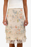 Max Mara Cream/Orange Silk Lace Midi Skirt Size 2
