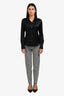 Balenciaga Black/White Checkered Wool Blend High-Waisted Pants Size 36