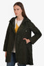 Moncler Army Green Nylon Lace Midi Jacket Size 1