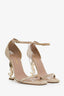 Saint Laurent Beige Suede 'Opyum' Strap Heels Size 36.5