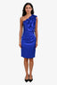 Roberto Cavalli Cobalt Blue Silk Ruffle Asymmetrical Dress Size 42