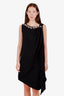 Gucci Black Crystal Embellished Draped Jersey Shift Dress Size XS