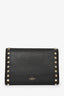 Valentino Black Pebbled Leather Rockstud Envelope Wallet on Chain